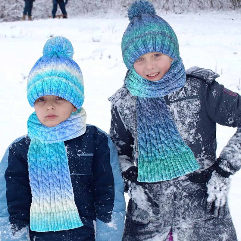 LeeLoon Kids Winter Hat Scarf Gloves Set, Kids Beanie Hat Long Scarf Mittens with Warm Fleece Lining for Boys Girls 3-10 Years Old - Image 4